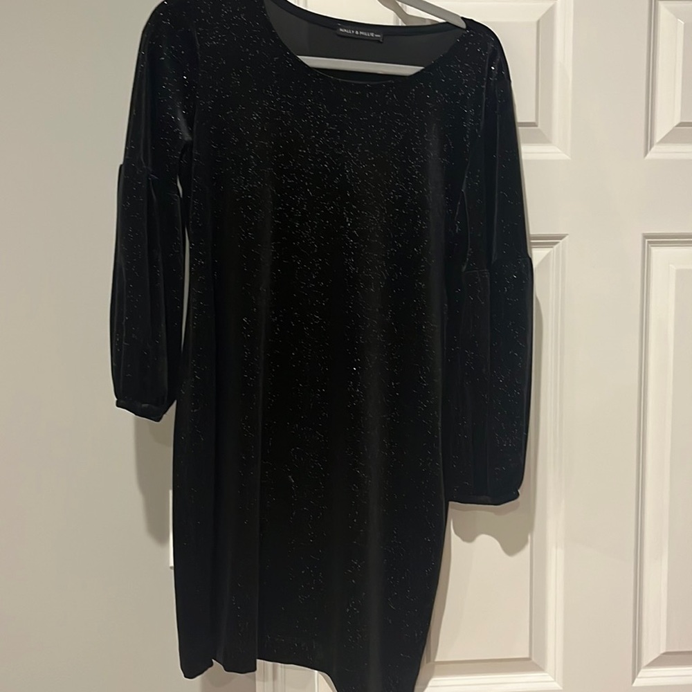 NALLY+Millie Black sparkle velvet dress - small